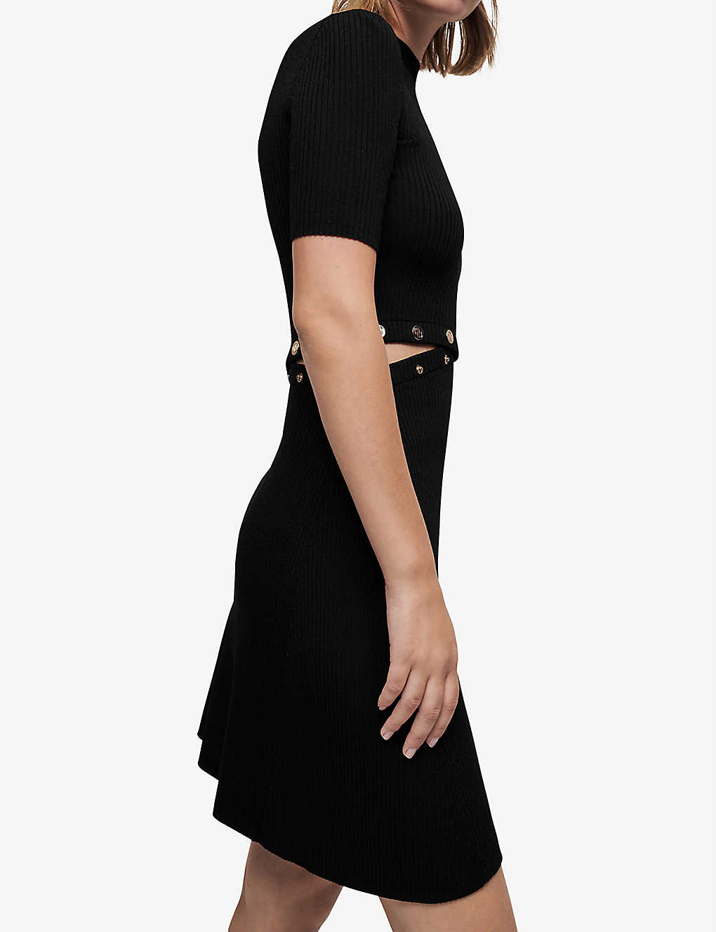 rosalie knit mini dress 30% off MAJE Button-Embellished Stretch-Knit Womens dresses