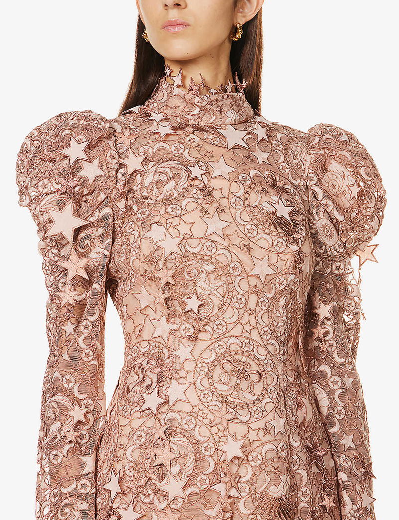 ZIMMERMANN Celestial Star-Embellished Woven Mini Dress | endource ZIMMERMANN Celestial Star-Embellished Woven Mini Dress | endource