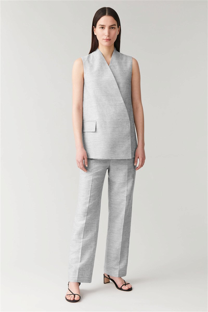 COS Sleeveless Linen-Mix Blazer in grey | Endource