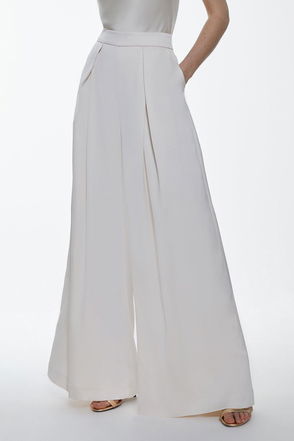 Viscose Satin Back Crepe Wide Leg Pants