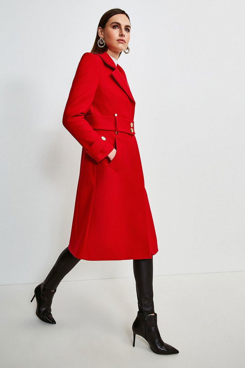 KAREN MILLEN Minimal Military Wool Blend Coat endource