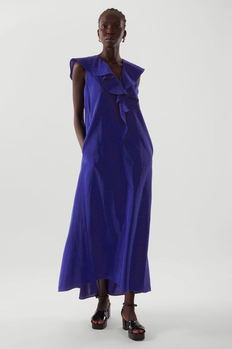 cos blue long dress COS Ruffled Maxi Dress