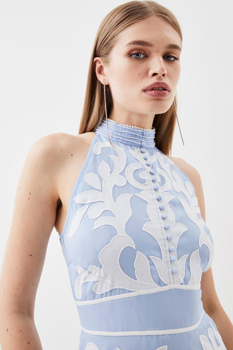 KAREN MILLEN Tall Applique Organdie Midi Woven Dress | endource