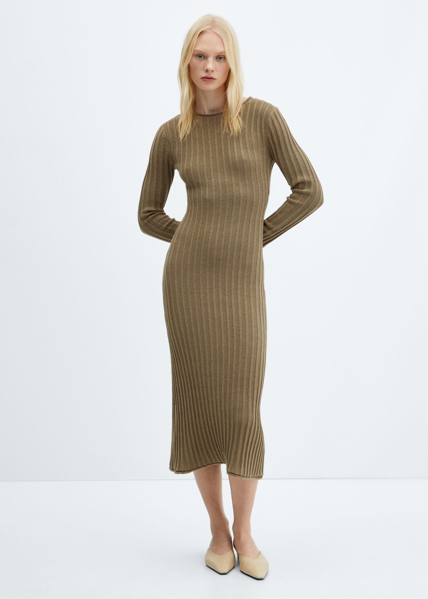 ribbed midi dress mango Mango Dresses