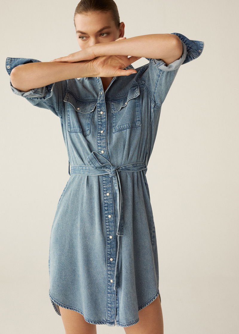white christmas dresses Izzy Denim Star Dress – Missy's Boutique
