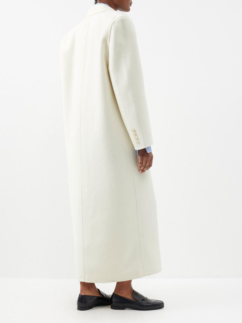 THE FRANKIE SHOP Gaia Double-Breasted Wool-Blend Coat in Ivory | Endource