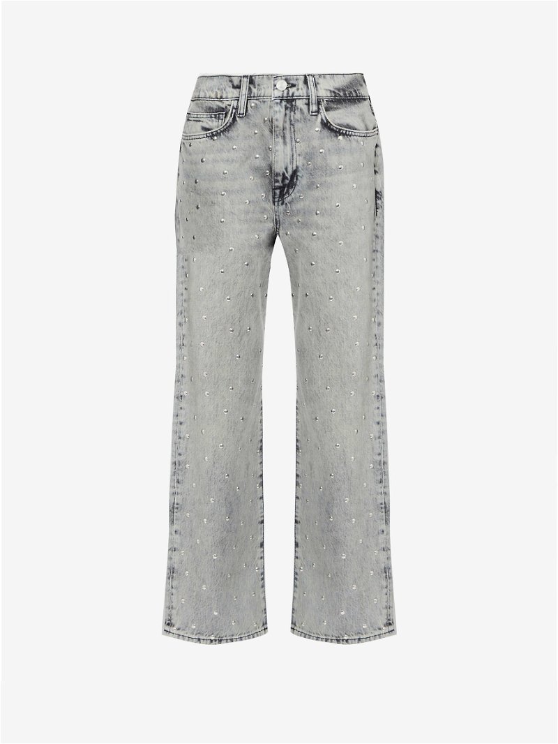 Ankle cropped high-rise straight-leg jeans