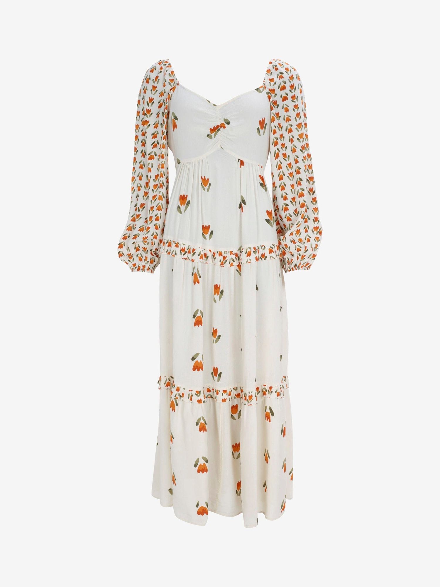 MINT VELVET Jessica Tulip Print Maxi Dress in Ivory/Multi | Endource