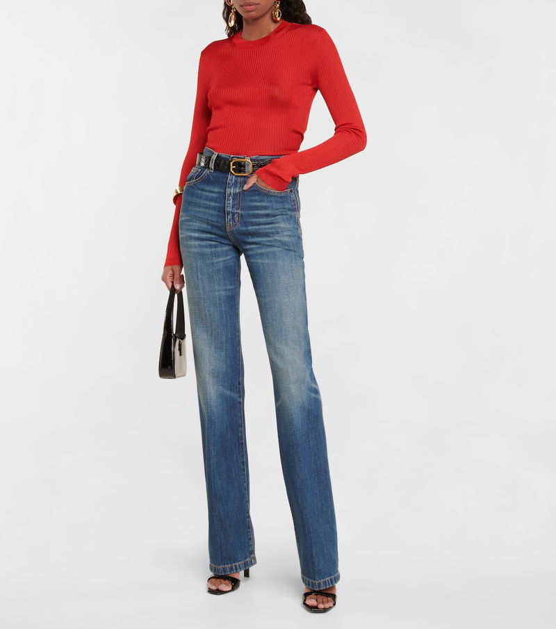 SAINT LAURENT Clyde High-Rise Straight-Leg Jeans in Blue | Endource