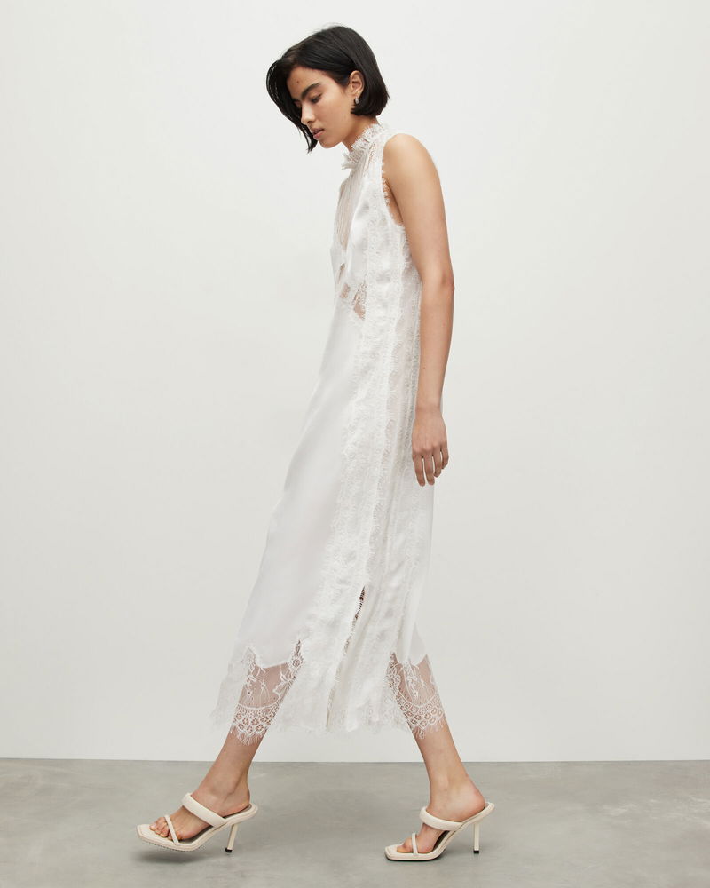 ALLSAINTS Mila Lace Panelled Frill Trim Maxi Dress | endource ALLSAINTS Mila Lace Panelled Frill Trim Maxi Dress | endource