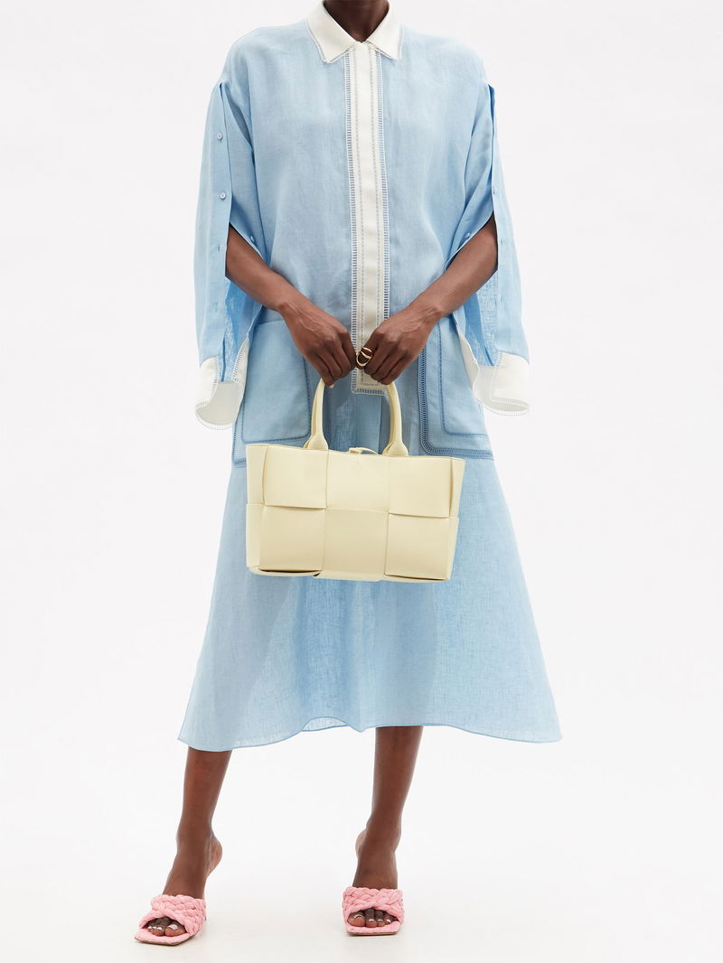 FENDI Ladder-Lace Linen Midi Dress | endource