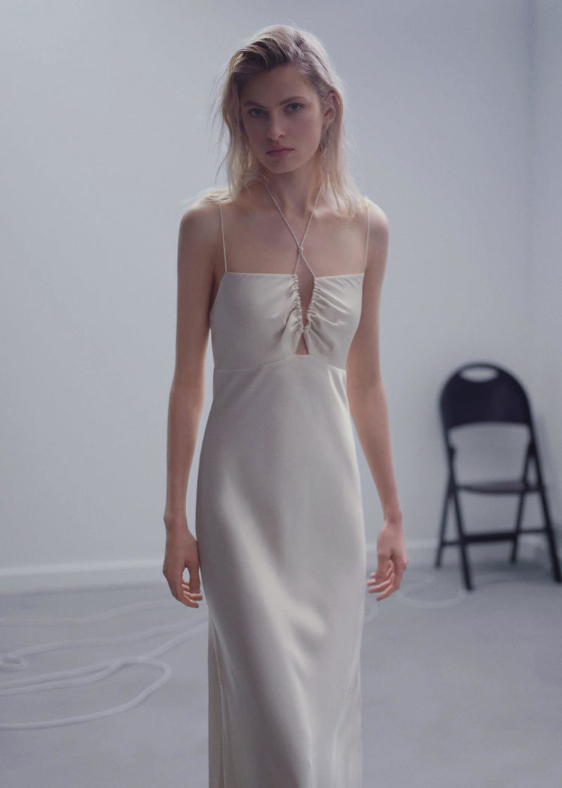 MANGO Satin Dress With Crossed Straps | endource