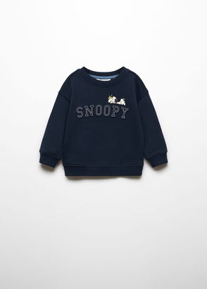 MANGO Snoopy Textured Sweatshirt in Off White