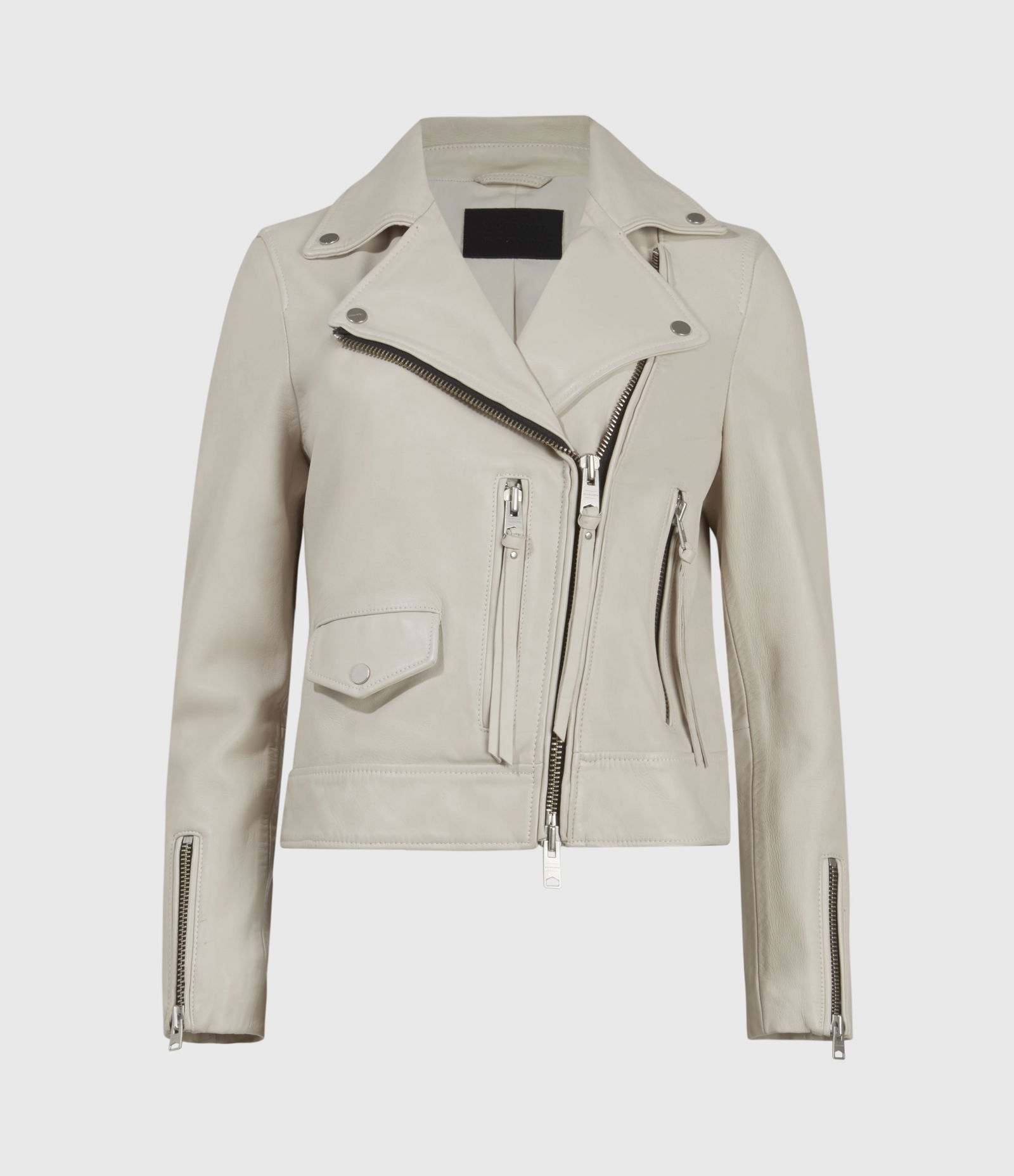 ALLSAINTS Kara Leather Biker Jacket in White | Endource