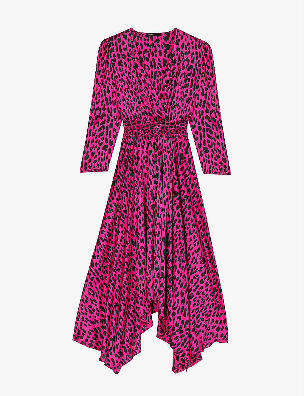 MAJE Rayanela Leopard-Print Midi Satin Dress in ROSES | endource