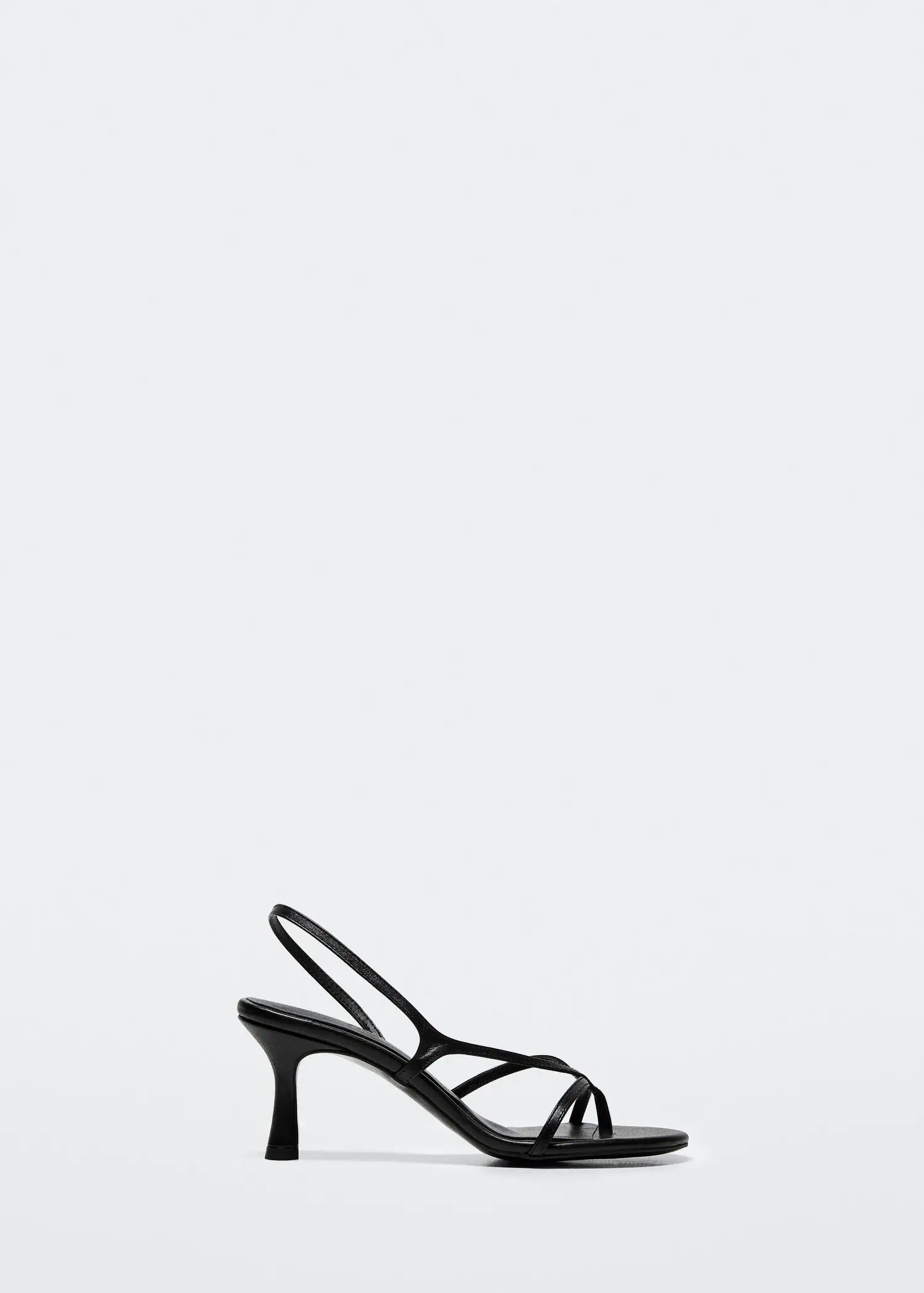 MANGO Straps Heel Leather Sandals in Black | Endource