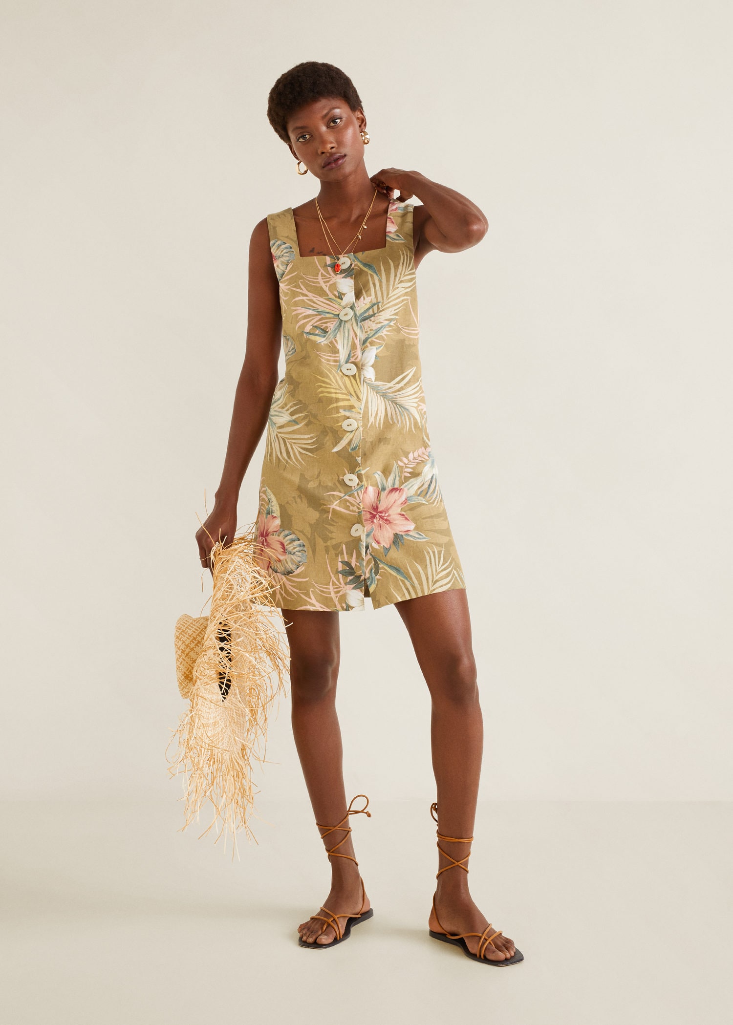 pure linen dresses australia Pure Linen Dress 3/4 Sleeve Border Print – Azure Beach and Resort Wear