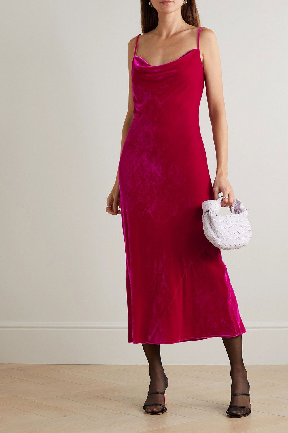 reformation pink velvet dress REFORMATION Salamanca Velvet Midi Dress