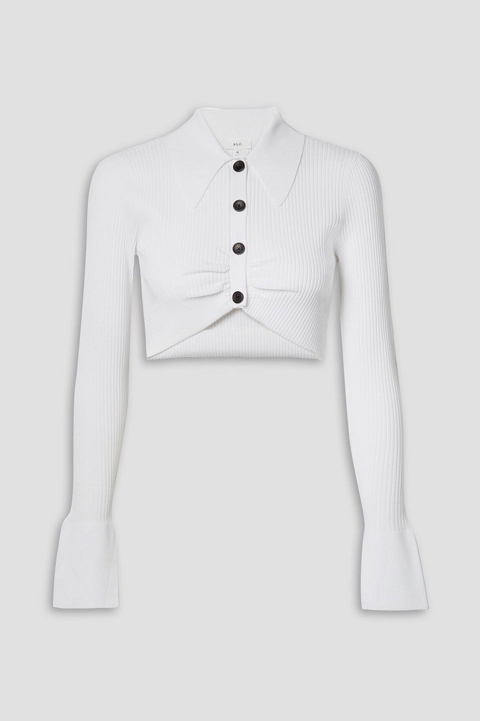 A.L.C. Ashlyn Cropped Gathered Ribbed-Knit Top in White | Endource