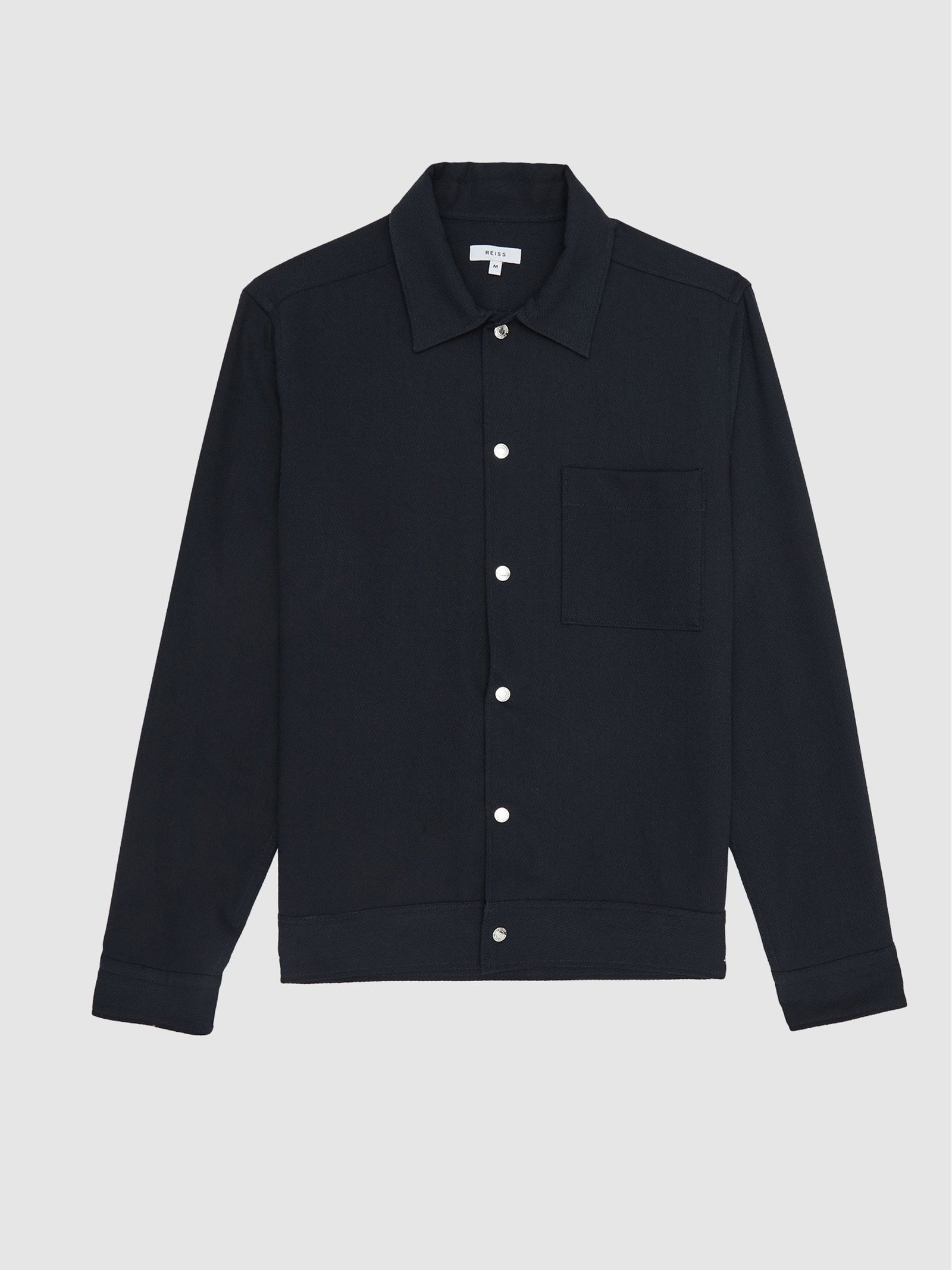 REISS Cade Hopsack Linen Textured Overshirt endource