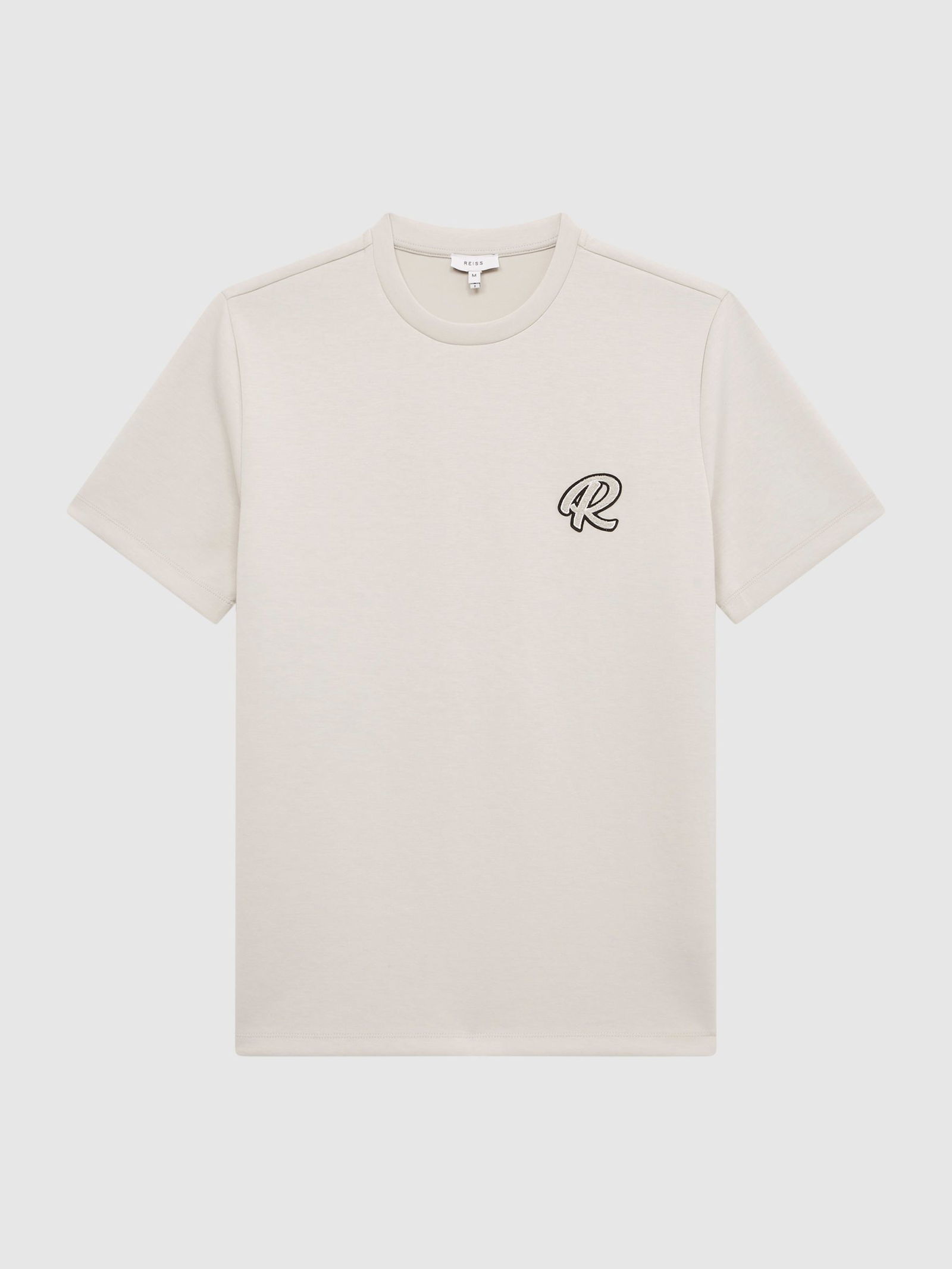 REISS Bradley Logo-Flock T-Shirt in Off White | Endource