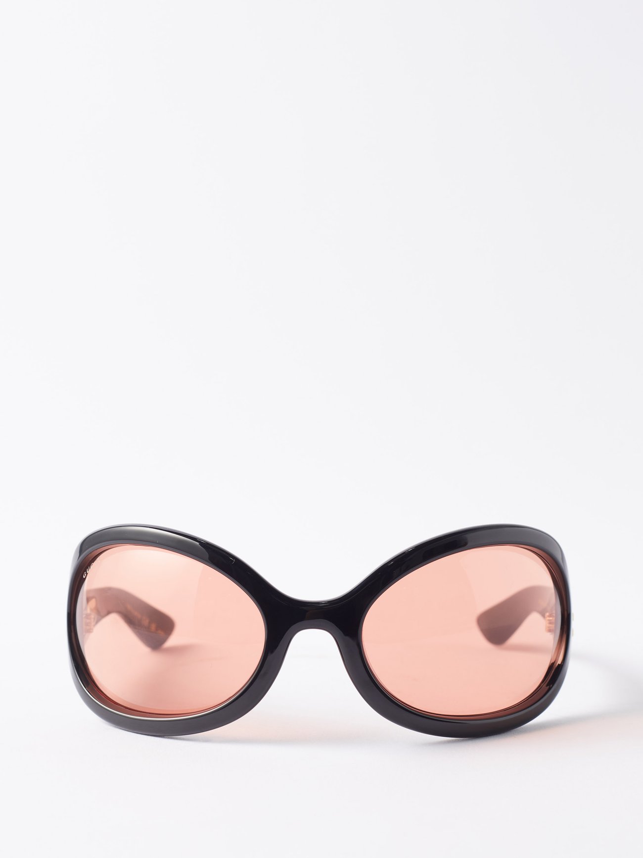 GUCCI Oversized Wraparound Acetate Sunglasses in Black | endource