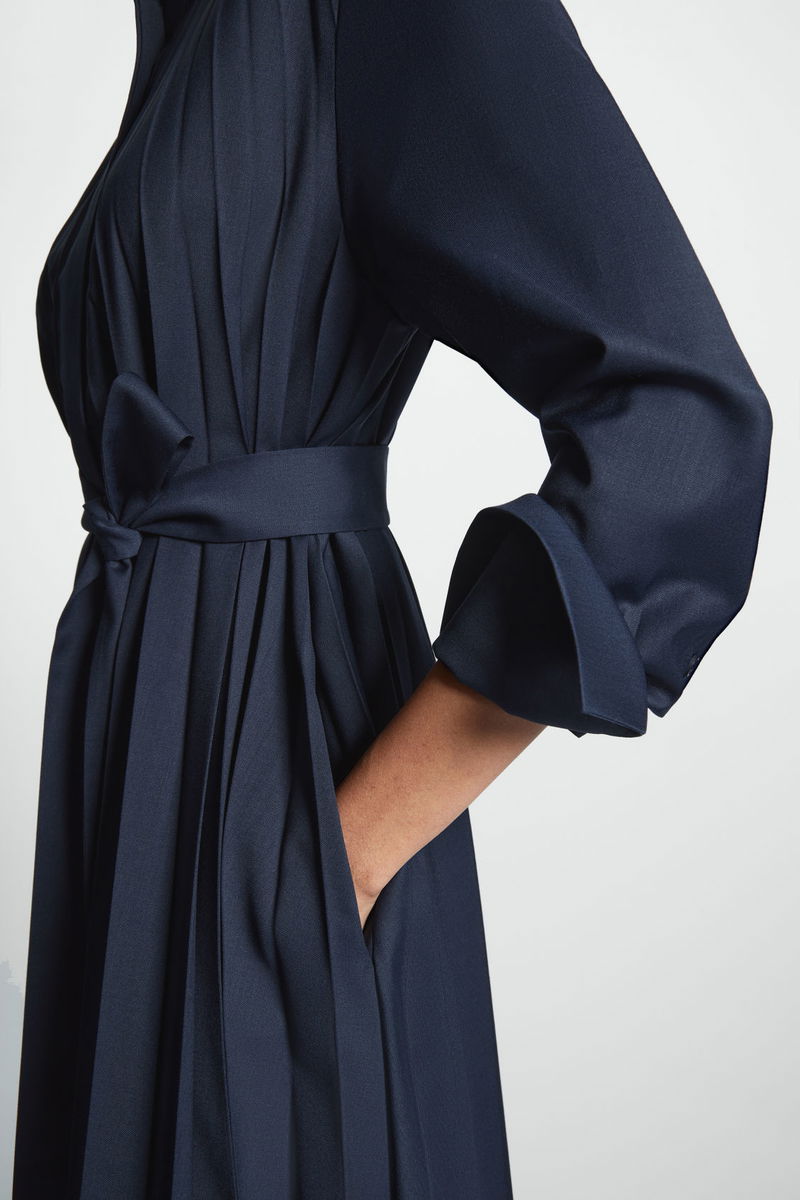 cos pleated wool-blend shirt dress Pleated Wool-blend Shirt Dress
