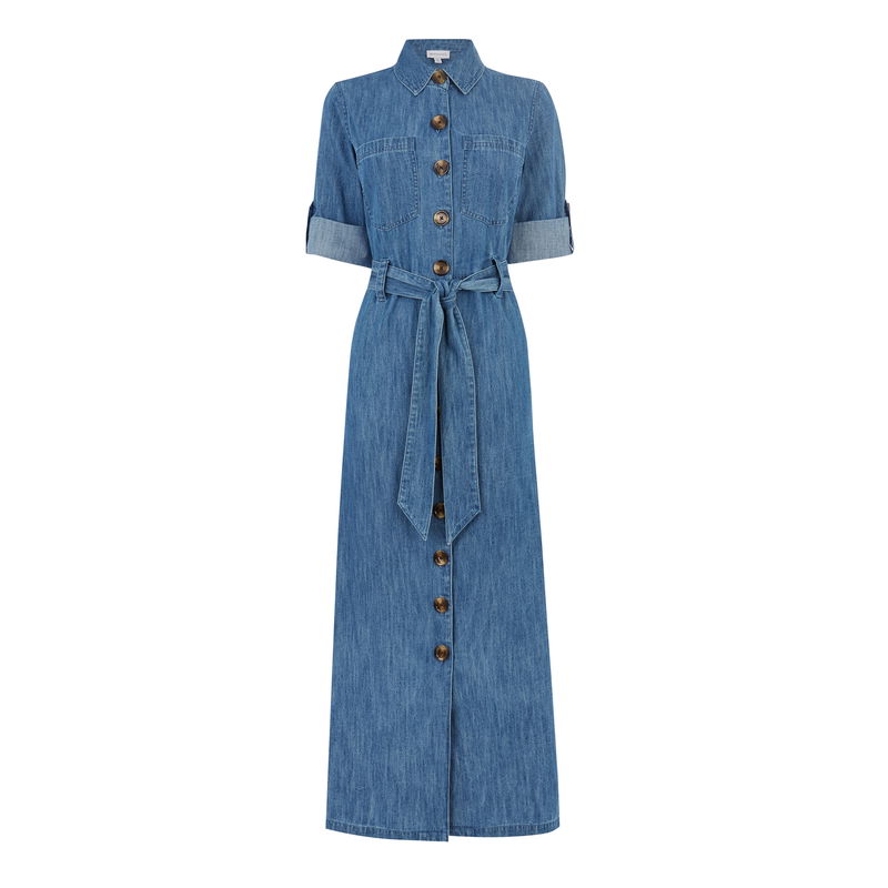 warehouse denim maxi dress WAREHOUSE Maxi Denim Shirt Dress
