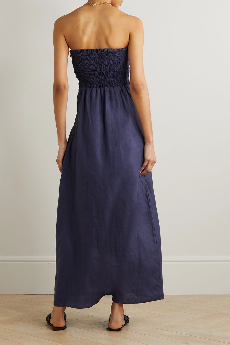 FAITHFULL Das Flores Strapless Linen Maxi Dress | endource