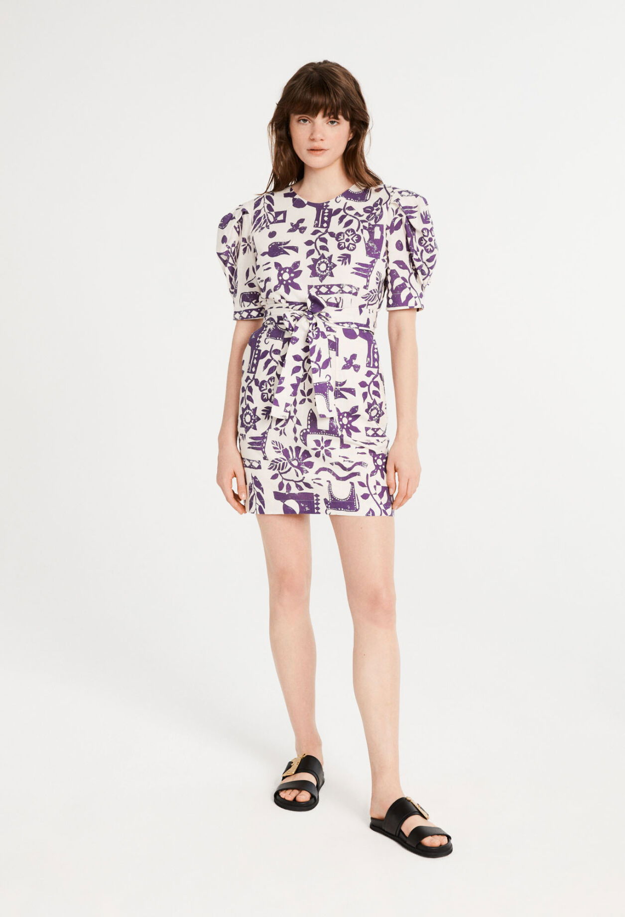claudie pierlot purple dress CLAUDIE PIERLOT Eco-Friendly Linen Dress