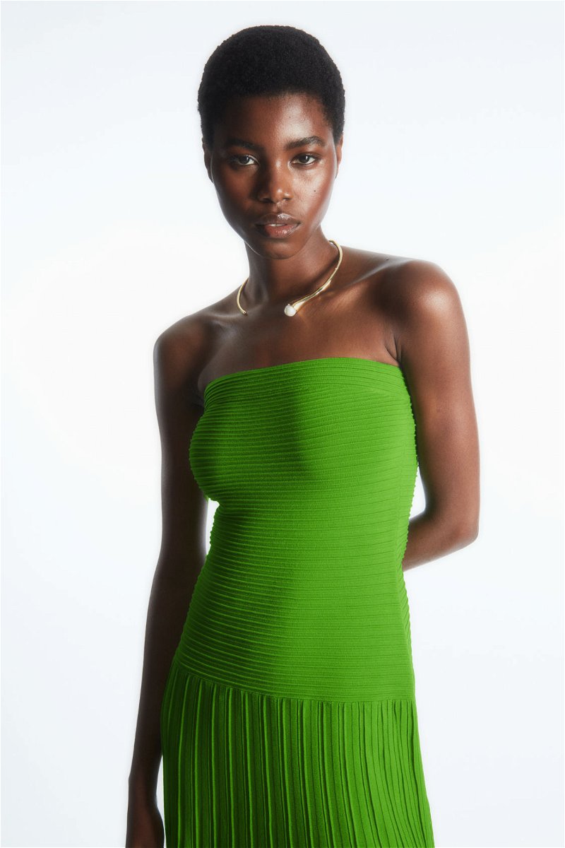 COS Knitted Bandeau Maxi Dress in GREEN