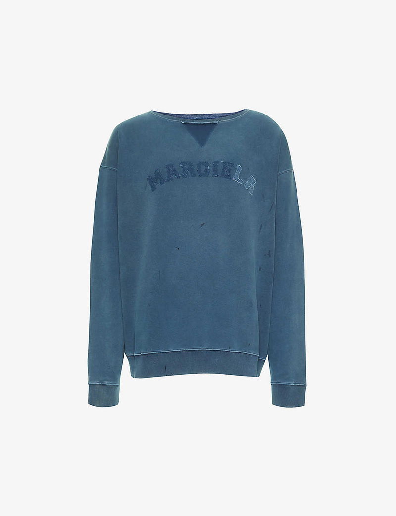 MAISON MARGIELA Brand-Embroidered Distressed Oversized-Fit Cotton 