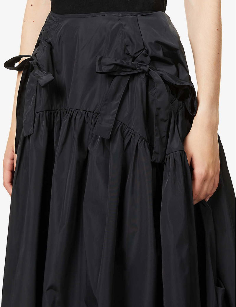CECILIE BAHNSEN Justice Self-Tie Shell Midi Skirt in BLACK | endource