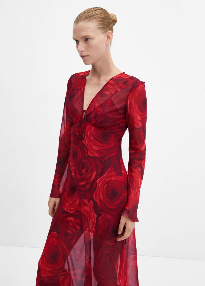 mango red chiffon dress Mango chiffon maxi dress in rust paisley print