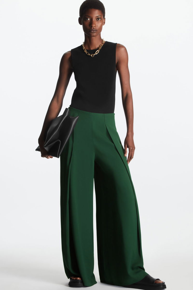 Wide Leg Crepe Trousers