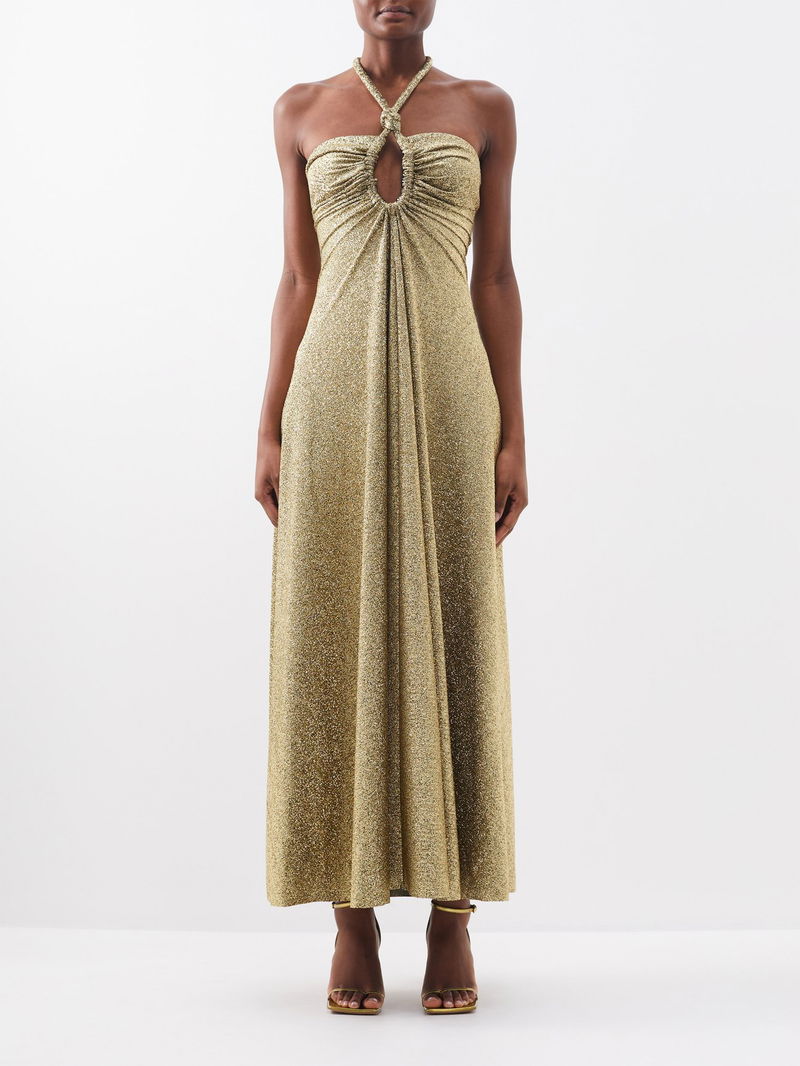 proenza gold dress Proenza Schouler Printed & Pleated Smocked Top Midi Dress, Size 0