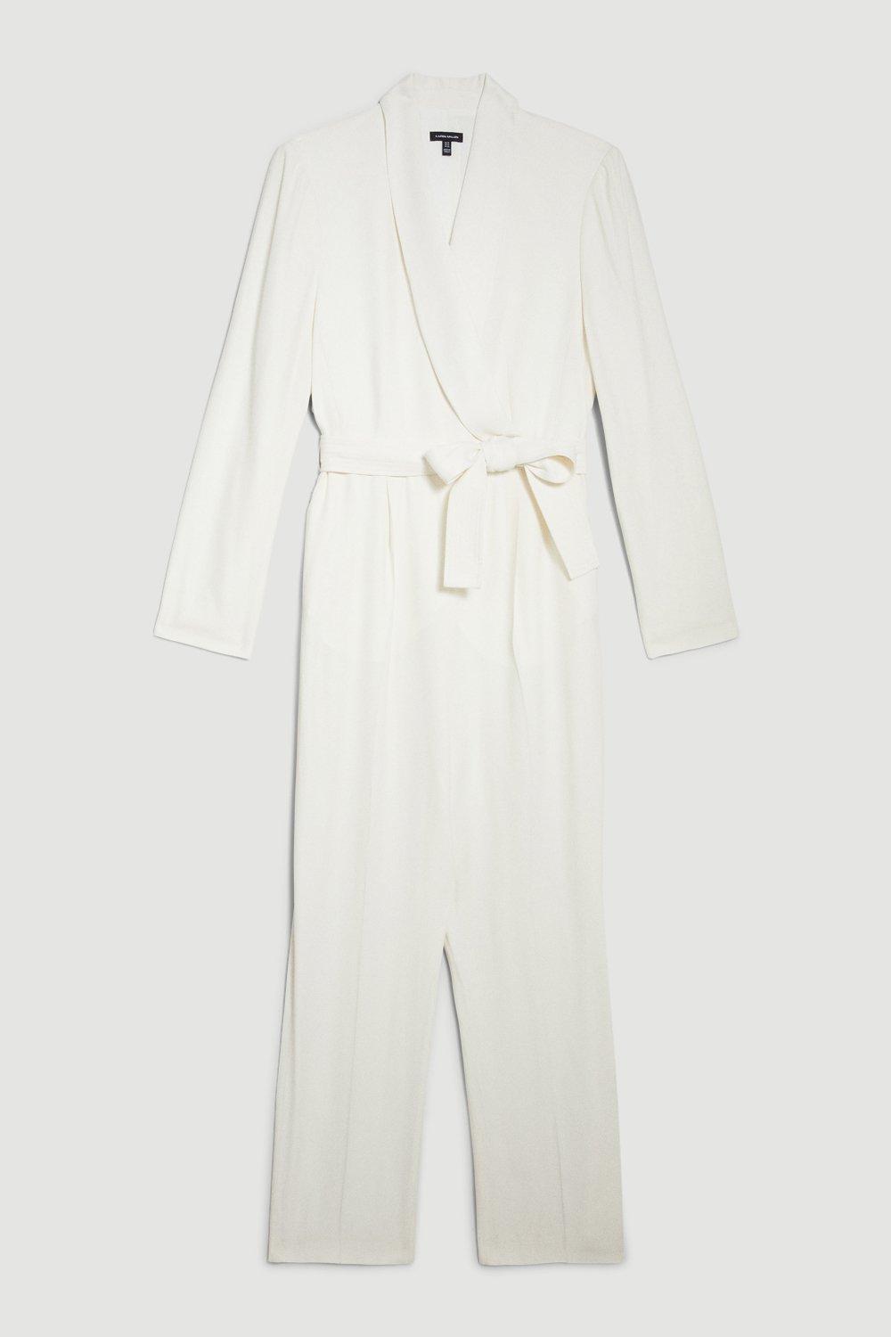 KAREN MILLEN Plus Size Tuxedo Jumpsuit in Ivory Endource