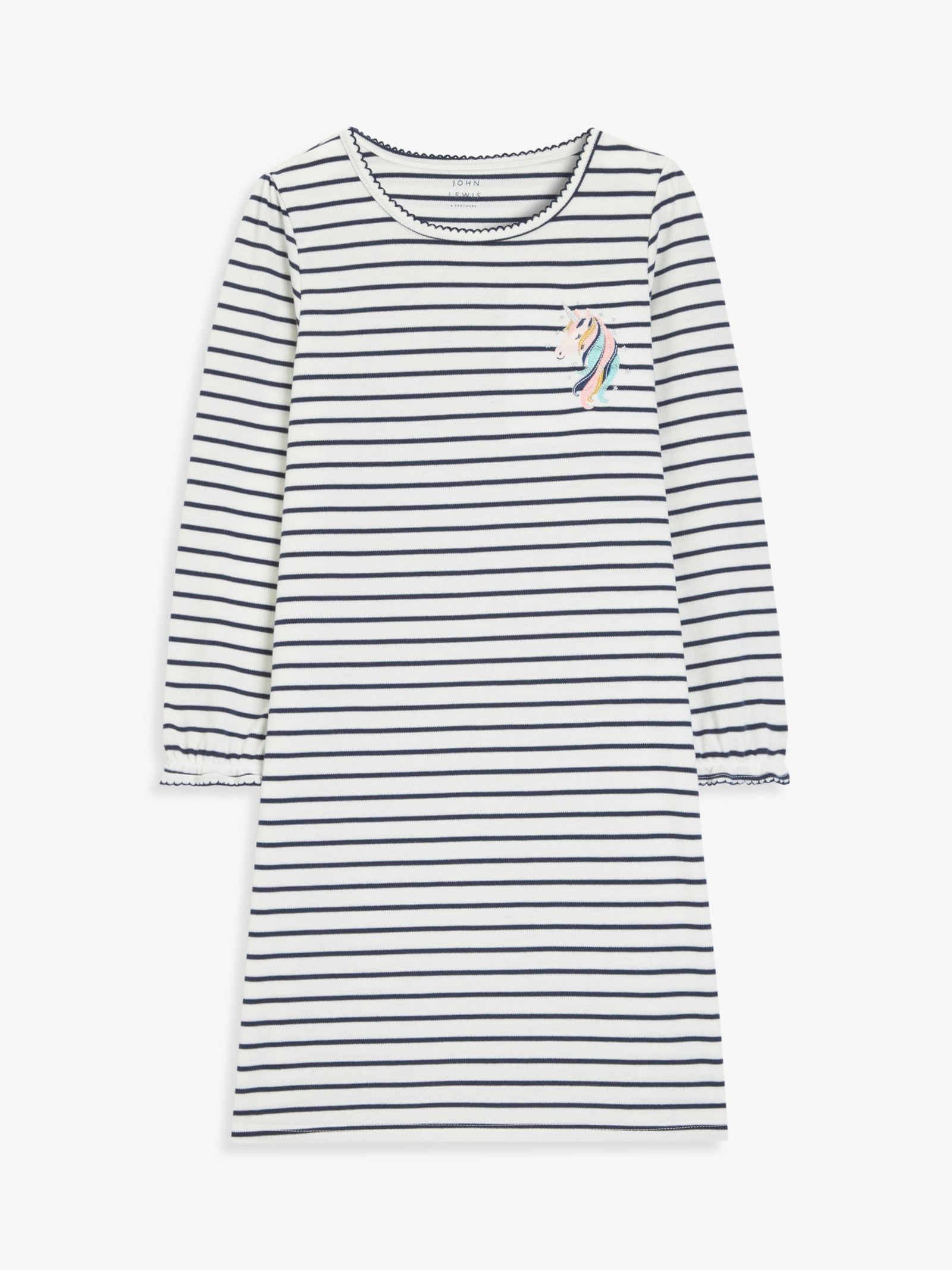 JOHN LEWIS Kids' Unicorn Stripe Nightdress in Multi