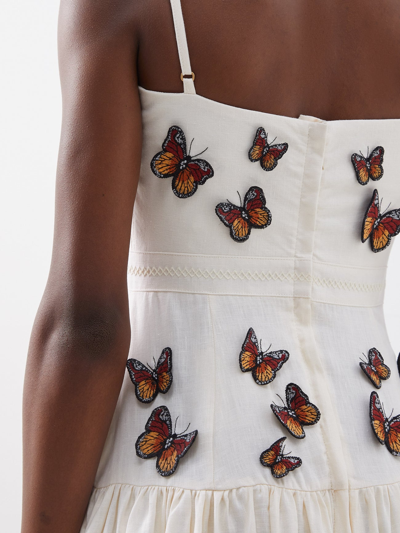 agua by agua bendita lima embroidered butterfly linen maxi dress Agua By Agua Bendita Lima Embroidered Butterfly