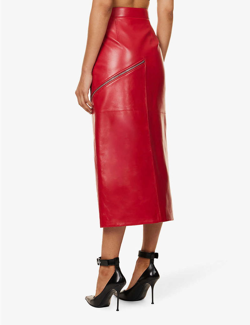 ALEXANDER MCQUEEN Split-Hem Zip-Embellished Midi Skirt endource