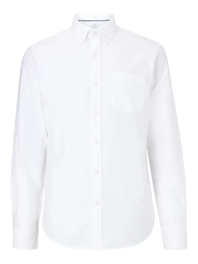 John Lewis Slim Fit Cotton Oxford Button Down Shirt, White at John Lewis &  Partners
