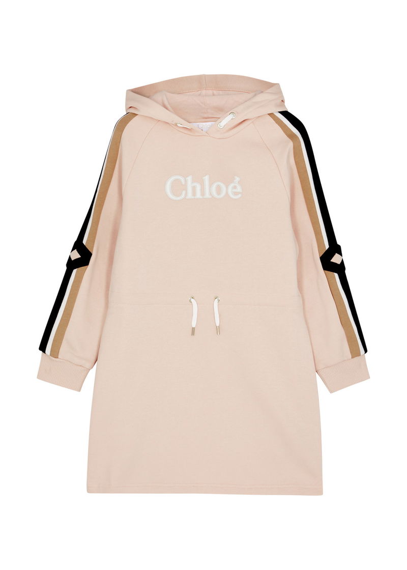 CHLOÉ Logo-Embroidered Hooded Cotton Dress | endource