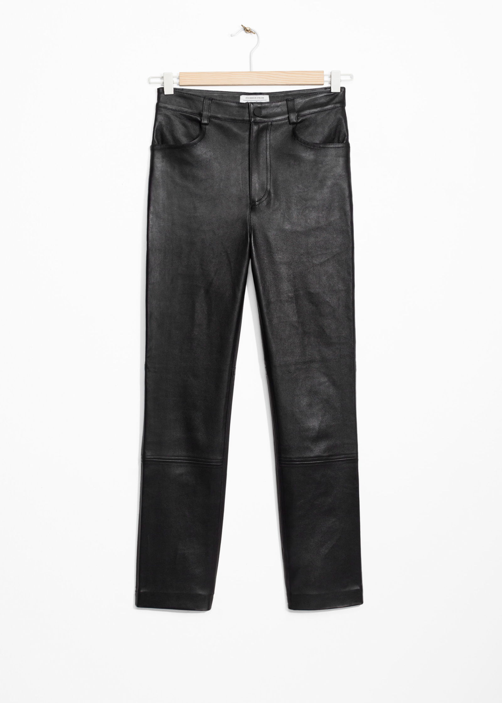  OTHER STORIES High Waisted Leather Trousers in Black