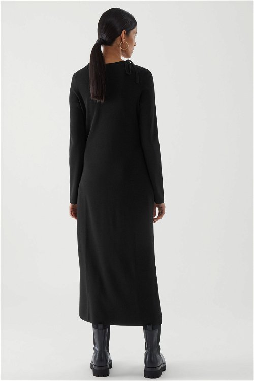 COS Asymmetric Knitted Wrap Dress in Black | Endource