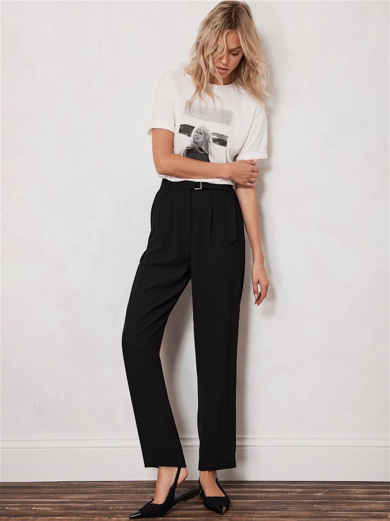 Belted Tapered Trousers
