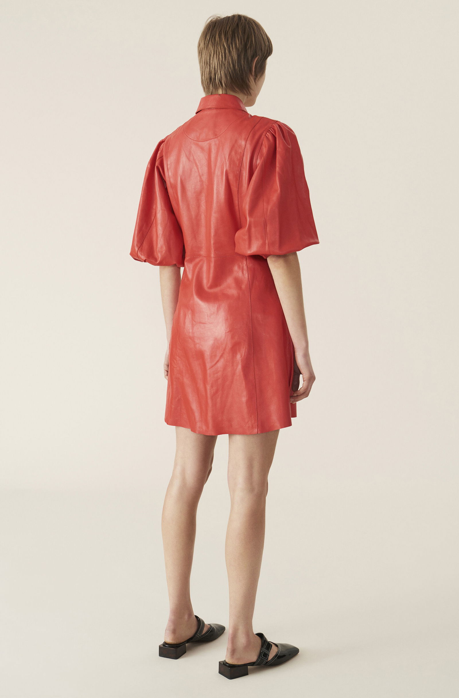 GANNI Lamb Leather Mini Dress | endource