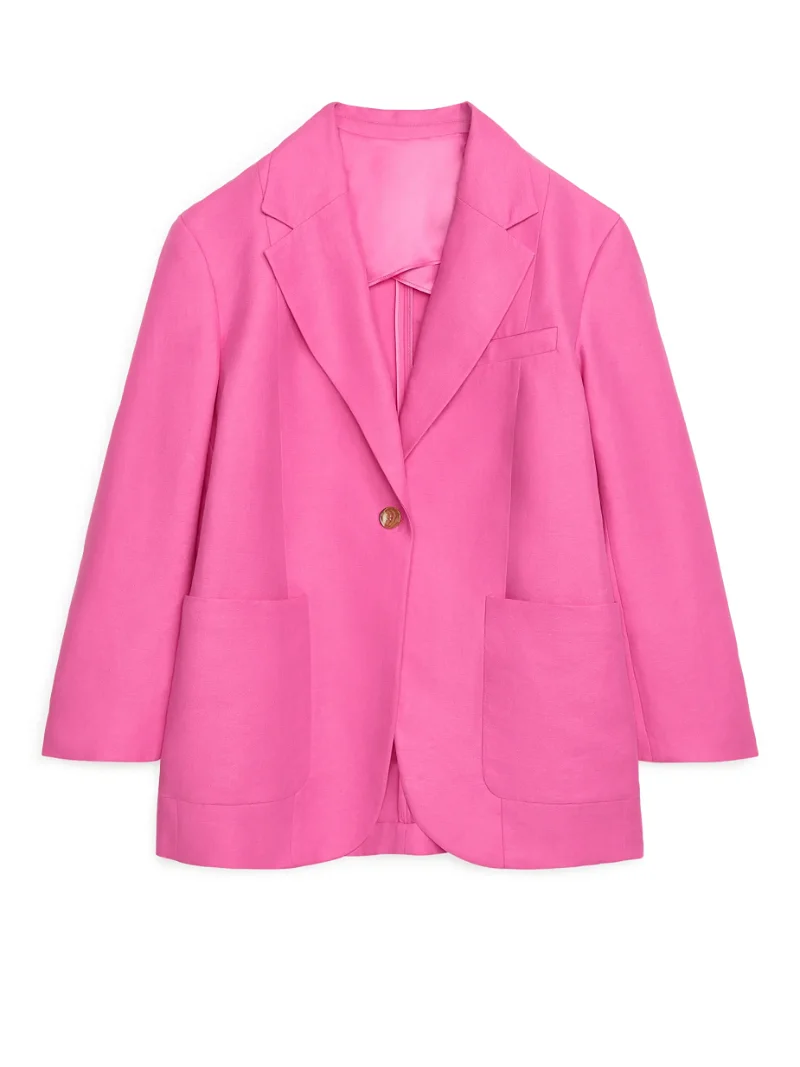 ARKET Oversized Cotton-Hemp Blazer in Pink | Endource