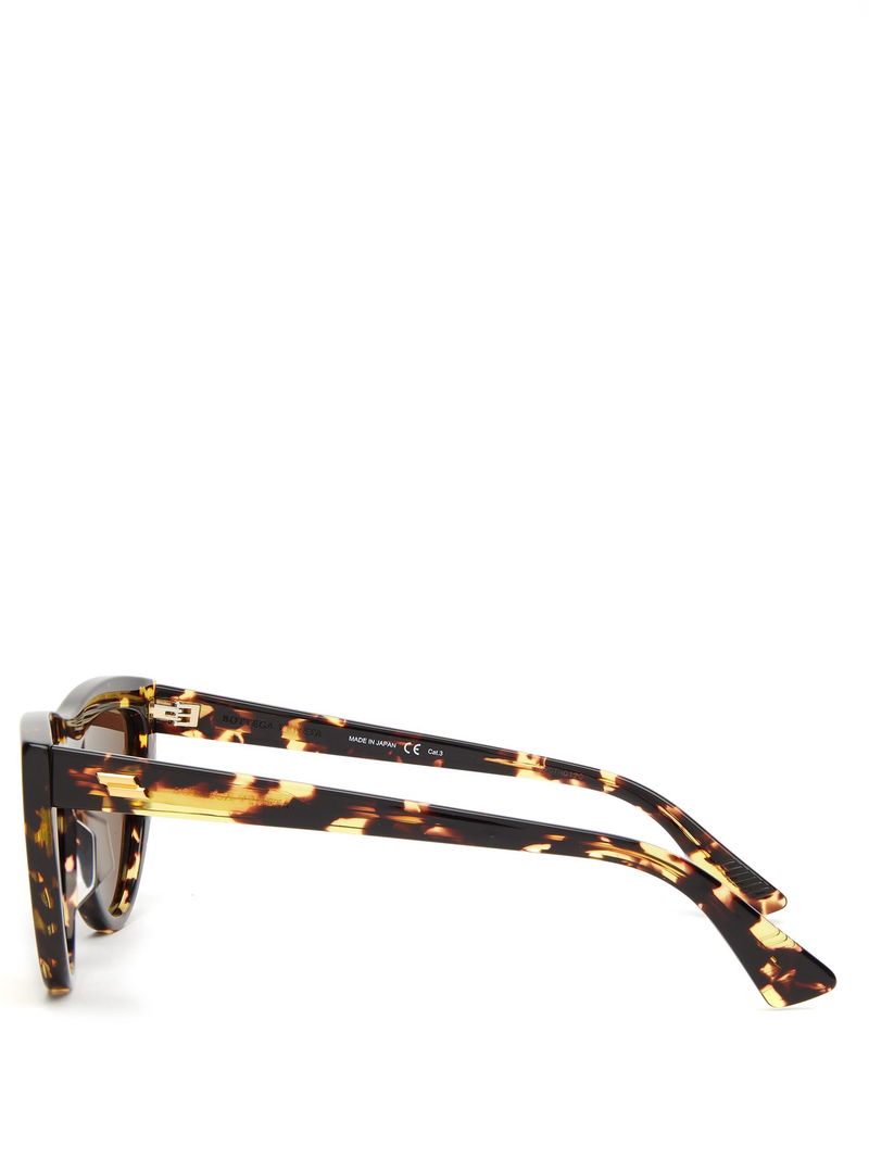 Bottega Veneta Cat Eye Tortoiseshell Acetate Sunglasses In Brown Endource