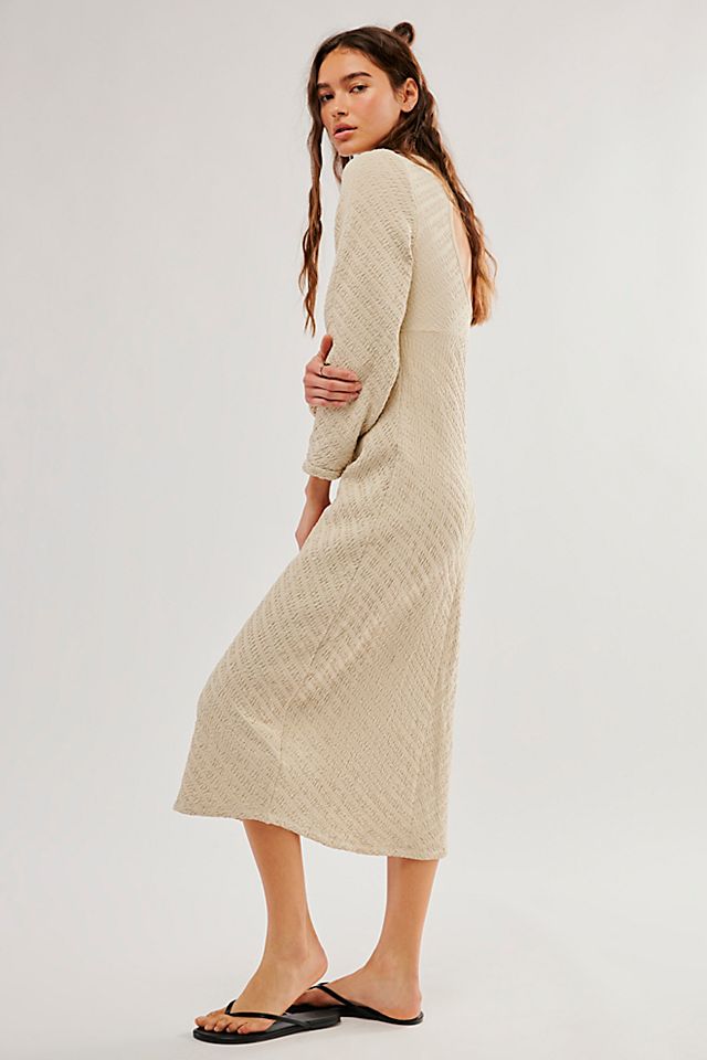 knee length dresses for ladies Grey Ribbed V Neck Ruched Long Sleeve Bodycon Midi Dress-Karen – Femme Luxe main image 1