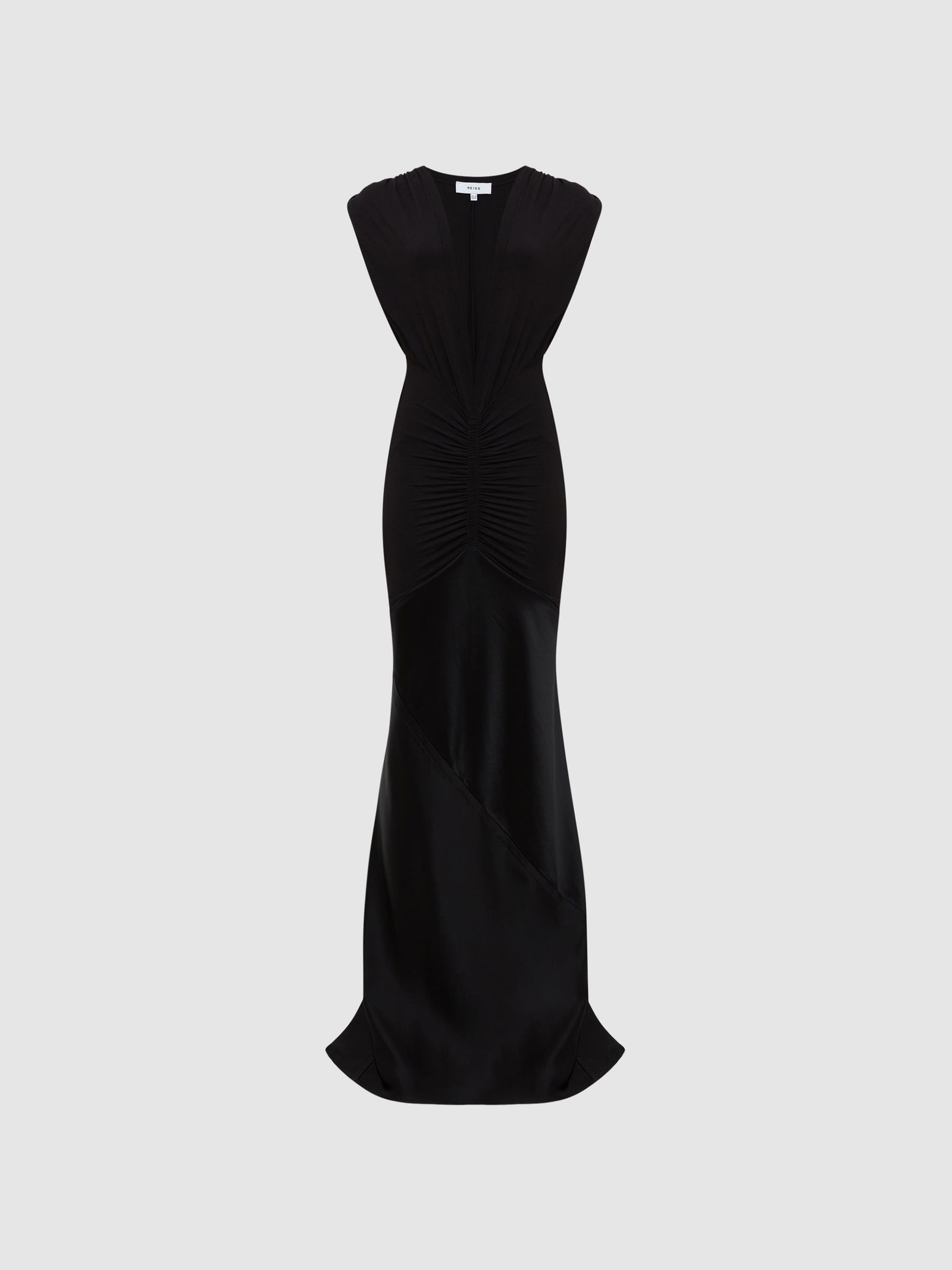 REISS Noa Plunge Neck Sleeveless Maxi Dress in Black | Endource